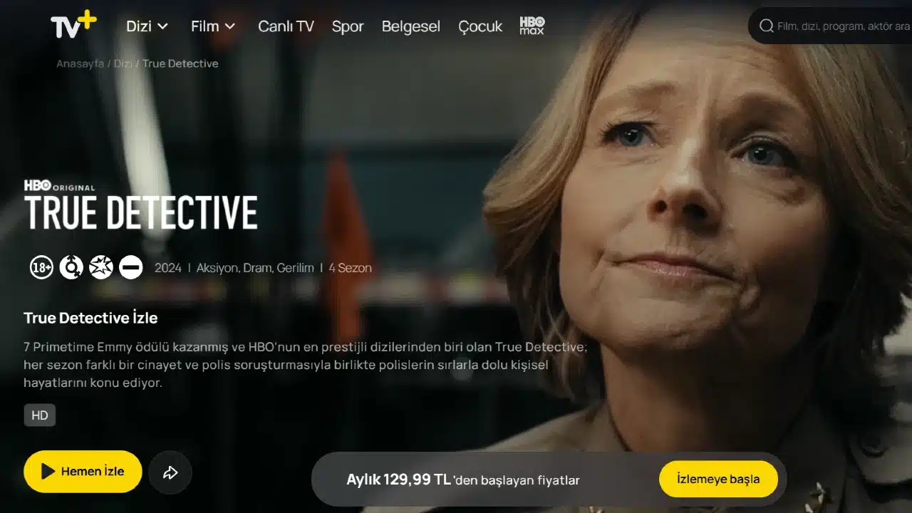 True Detective izle Tv Plus HBO izle