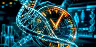 Biyolojik yaş testi: Neden kimlikteki yaşınız artık tıbbi bir önem taşımıyor? Biyolojik yaş testi mekanizmasını ve DNA metilasyon sürecini gösteren laboratuvar konsepti.