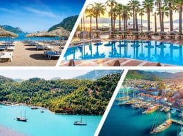 Yaz Tatilinin En Keyifli Rotası: Marmaris Marmaris sahillerinin ve Ege kıyılarının yaz tatili rotası olarak sergilediği yemyeşil panoramik doğal görünüm.