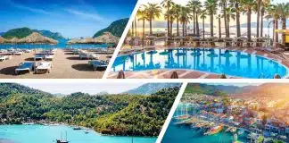 Yaz Tatilinin En Keyifli Rotası: Marmaris Marmaris sahillerinin ve Ege kıyılarının yaz tatili rotası olarak sergilediği yemyeşil panoramik doğal görünüm.