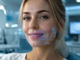 Gülüş Tasarımı Nedir? Kusursuz Gülüşlerin Popüler Sırrı Gülüş tasarımı planlamasında dijital yüz analizi ve ölçümü.