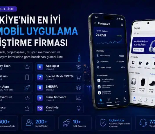 Mobil uygulama geliştirme firmaları 2026 listesi ile Türkiye'nin en iyi dijital dönüşüm ortaklarını tanıyın.