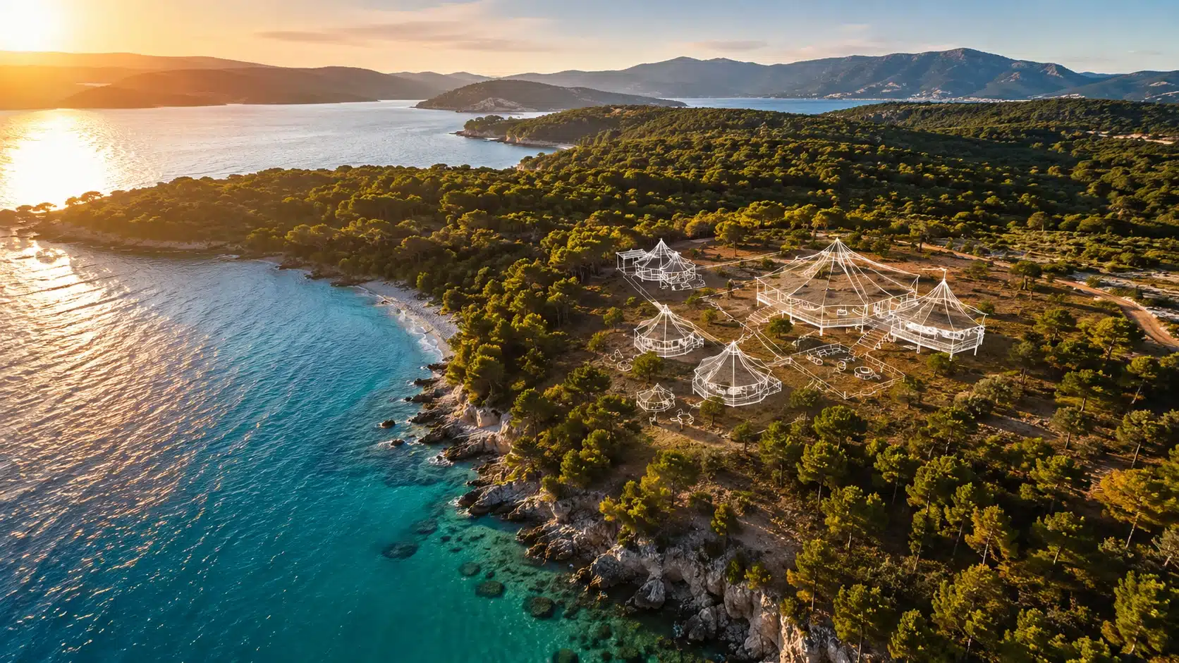 turizm imarlı arsa üzerinde doğayla uyumlu Glamping ve Tiny House konsepti