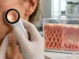 Fotoyaşlanma ve kolajen yıkımı: Kırışıklıkların asıl sebebi takvim olmayabilir! Fotoyaşlanma kaynaklı leke oluşumunu gösteren yakın plan cilt analizi ve kolajen yıkımı etkileri
