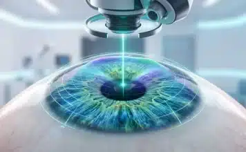 Lazer göz cerrahisi ile gözlüksüz yaşam: Hangi yöntem kimler için güvenli? Lazer göz cerrahisi ile mikroskop altında kornea tabakasının taranması.